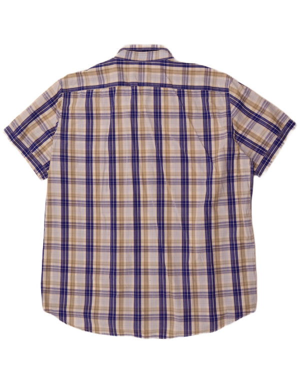 Camicia a maniche corte vestibilità regolare da uomo Carrera 3XL cotone a quadri blu