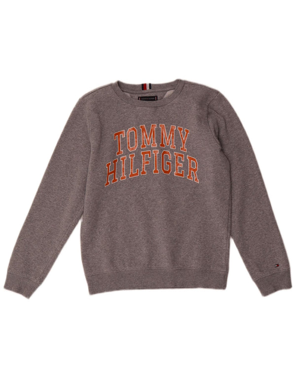Felpa con grafica per ragazzi Tommy Hilfiger Maglione 11-12 anni in cotone grigio