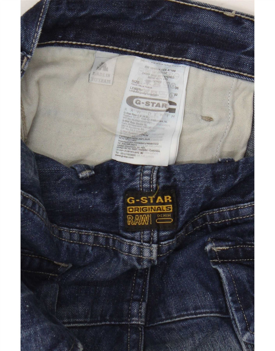 Jeans dritti da uomo G-Star W36 L32 cotone patchwork blu