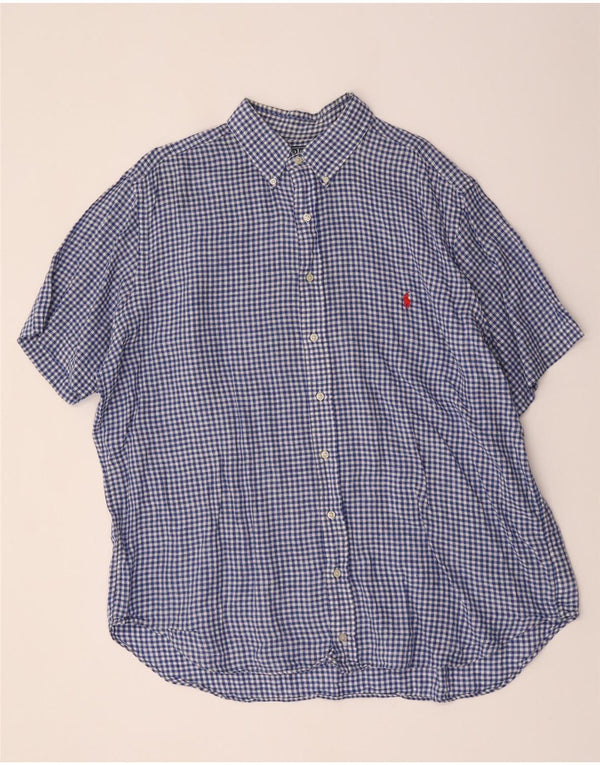 Polo Ralph Lauren Camicia da uomo a maniche corte con vestibilità classica XL blu a quadretti