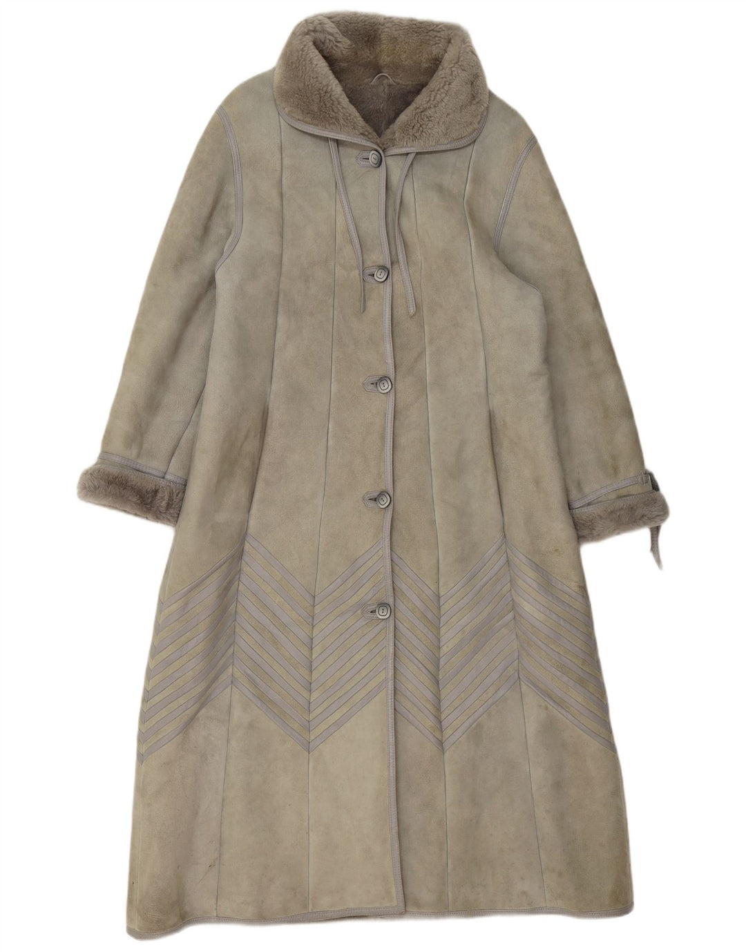 Cappotto in shearling vintage da donna EU 40 in pelle di agnello grigio medio