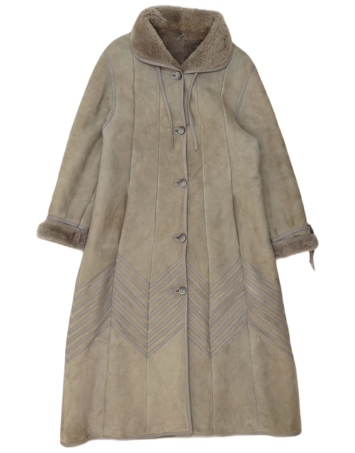 Cappotto in shearling vintage da donna EU 40 in pelle di agnello grigio medio