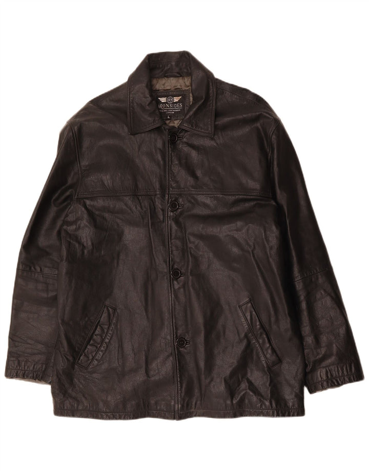 Giacca in pelle da uomo Ironsides UK 40 grande in pelle nera