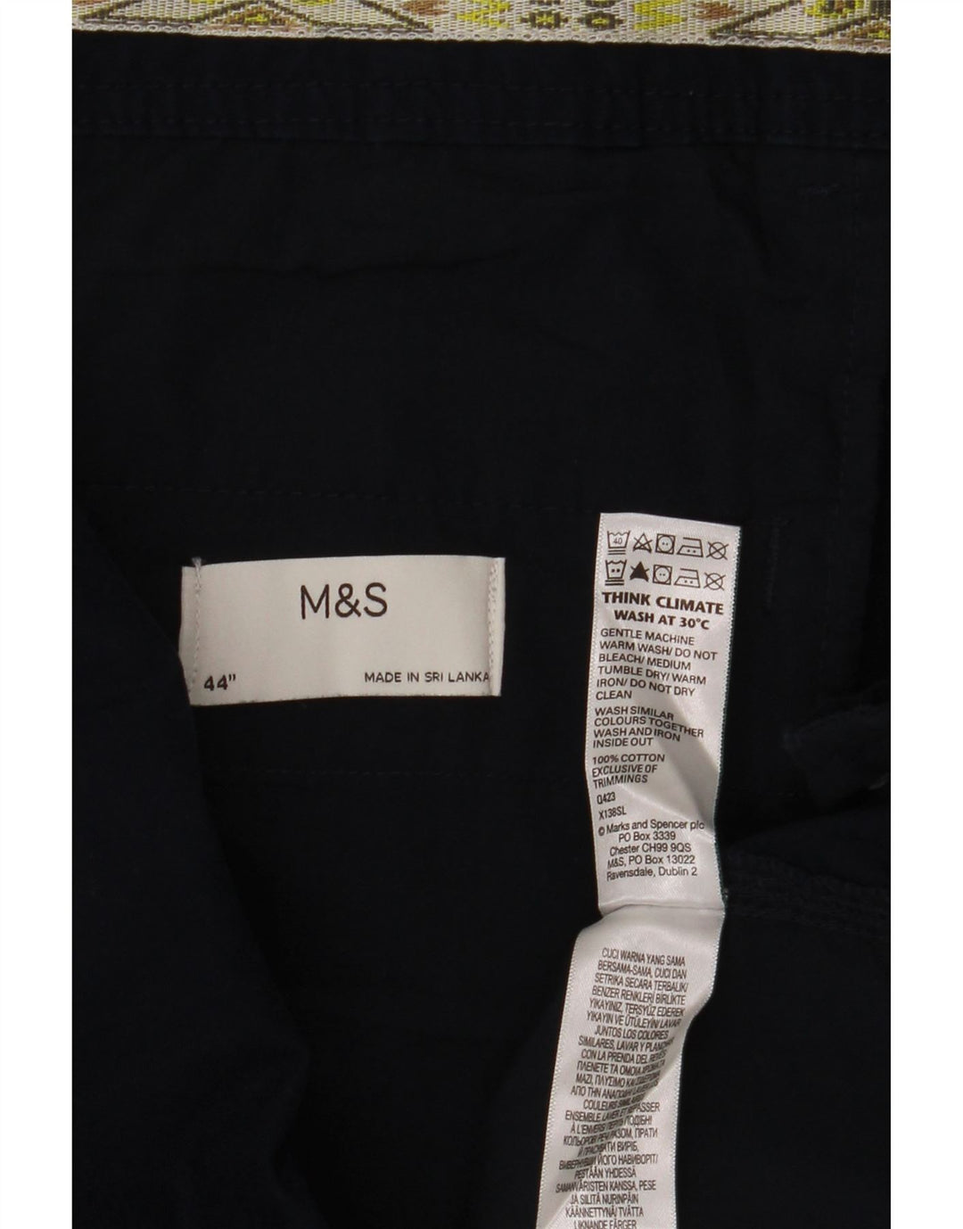 Pantaloncini cargo da uomo Marks & Spencer W44 2XL cotone blu navy