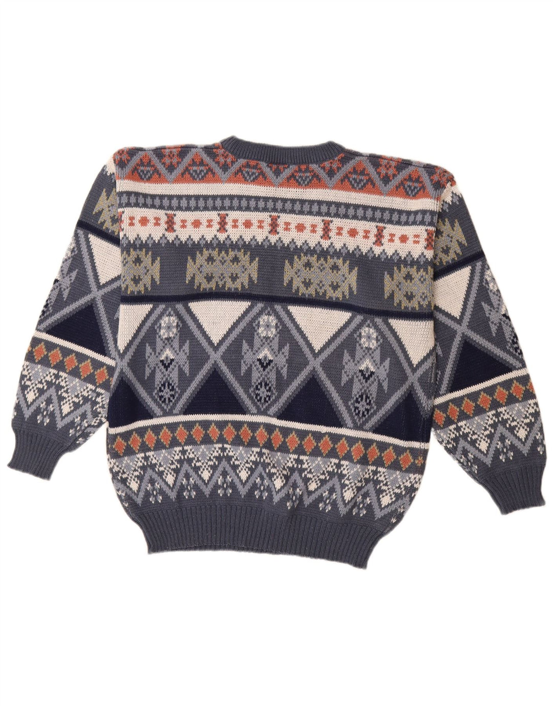 Maglione girocollo da uomo VINTAGE IT 48/50 Medio Blu Navy Fair Isle