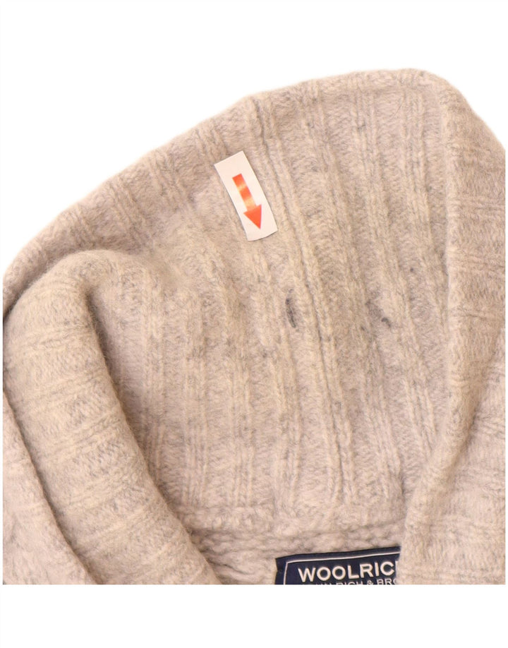 Maglione cardigan da uomo Woolrich in lana grigio medio