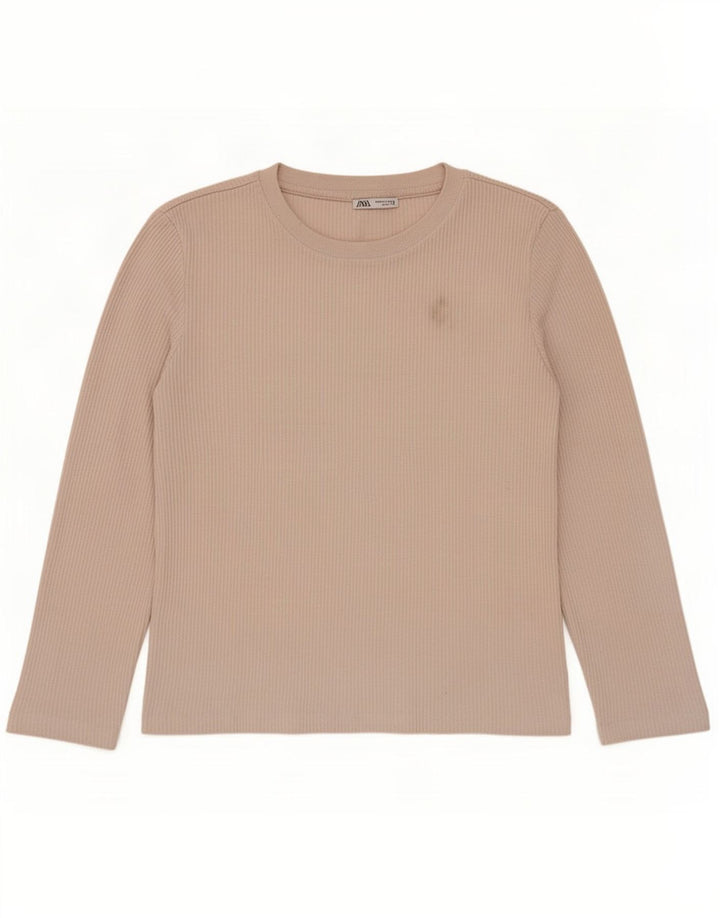Top Zara da donna a maniche lunghe UK 14 Poliestere beige medio