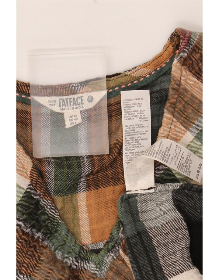 FAT FACE Camicetta a maniche lunghe da donna Top UK 12 Check multicolore medio