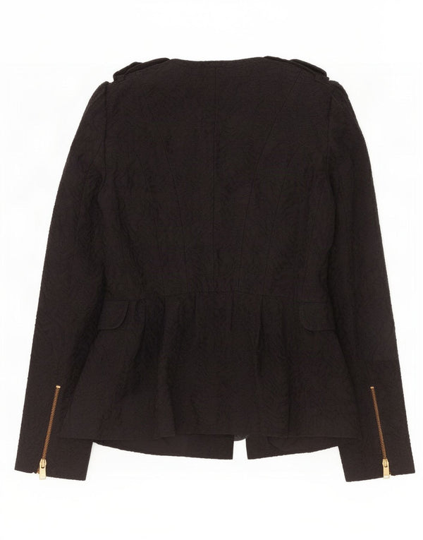 Giacca militare Zara da donna con motivo astratto UK 10 piccola in cotone nero