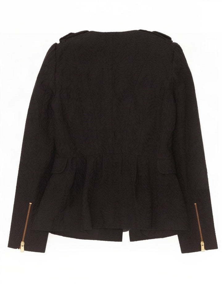 Giacca militare Zara da donna con motivo astratto UK 10 piccola in cotone nero