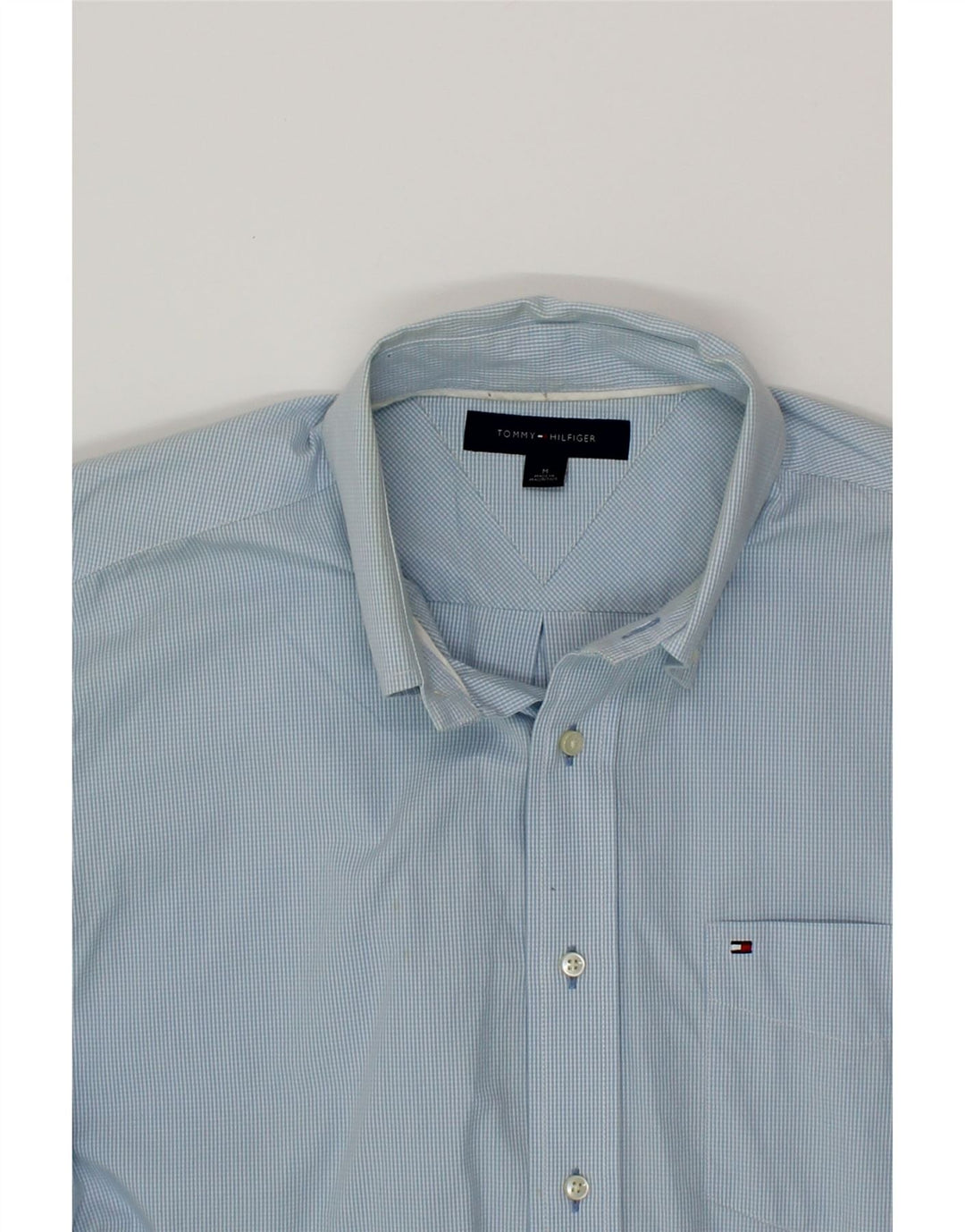 TOMMY HILFIGER Mens Shirt Medium Blue Houndstooth Cotton Vintage Tommy Hilfiger and Second-Hand Tommy Hilfiger from Messina Hembry 