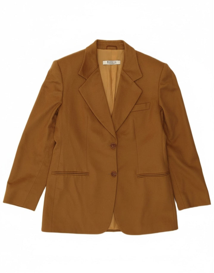 Giacca blazer da donna a 2 bottoni Marella UK 14 grande lana marrone