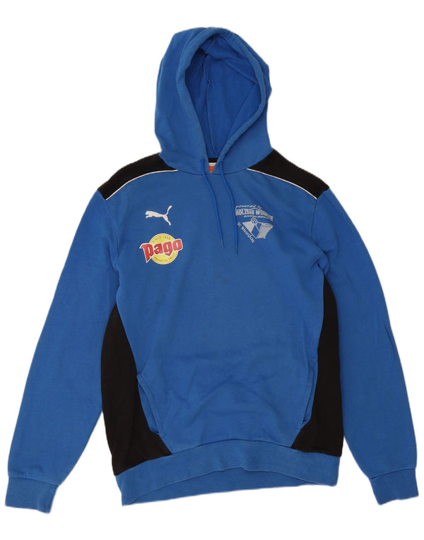 Felpa con cappuccio grafica da uomo Puma Large in cotone color block blu