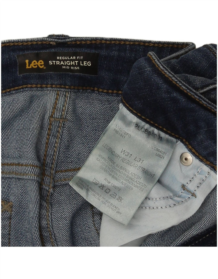 Jeans dritti regolari da donna a vita media Lee W31 L31 cotone blu