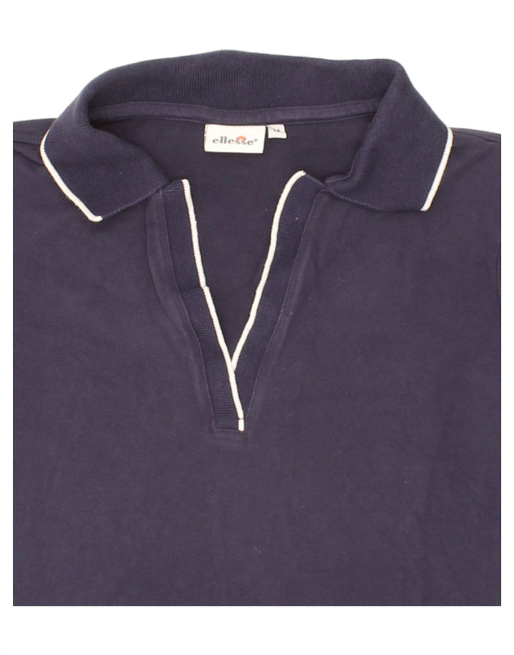 ELLESSE Womens Polo Shirt UK 12 Medium Navy Blue Cotton Vintage Ellesse and Second-Hand Ellesse from Messina Hembry 