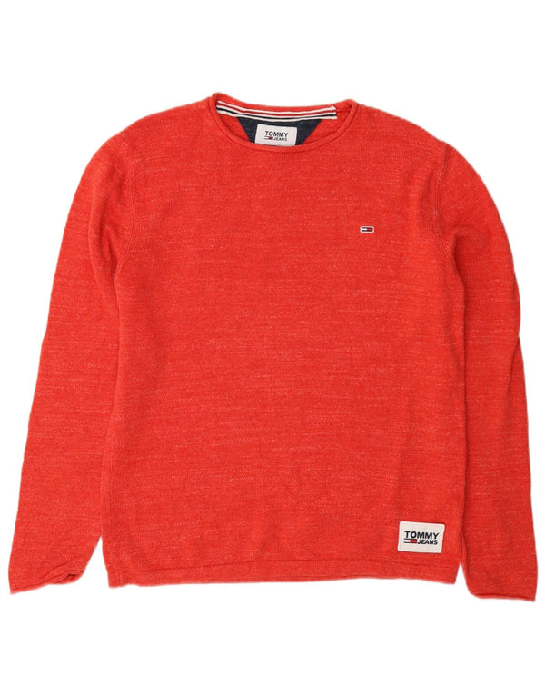 Maglione maglione oversize con scollo a barca da donna Tommy Hilfiger UK 6 XS rosso cotone