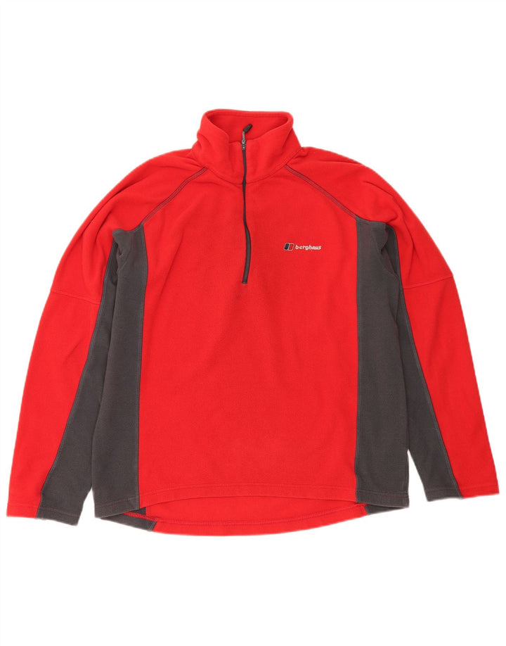 Maglione in pile da uomo Berghaus con zip e collo in poliestere color block rosso medio