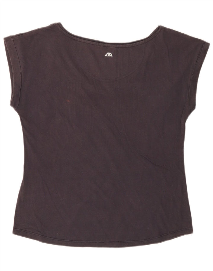 ELLESSE T-shirt grafica da donna Top UK 14 Large Blu Navy in cotone