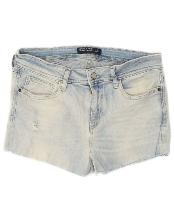 Pantaloncini di jeans invecchiati Zara da donna EU 38 piccoli W28 blu