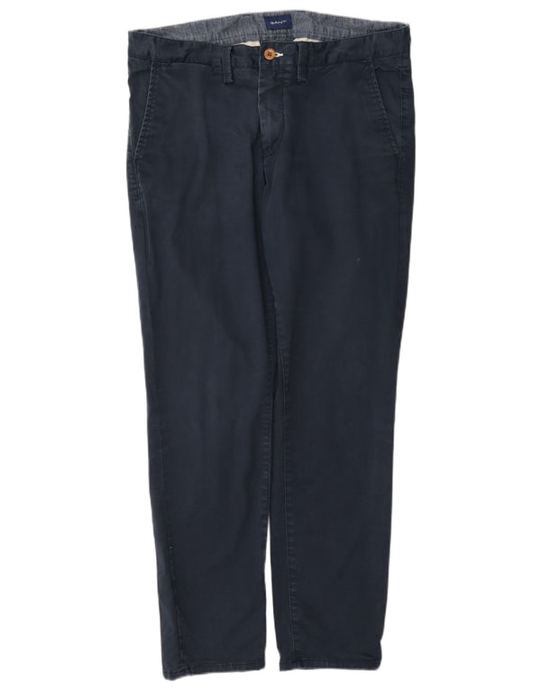 Pantaloni chino dritti da uomo Gant W34 L30 in cotone blu navy