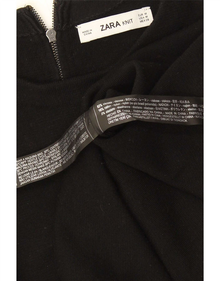 Abito a trapezio a maniche lunghe da donna Zara UK 14 viscosa nera media