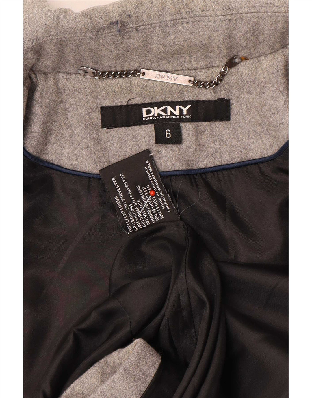 Cappotto da marinaio da donna Dkny US 6 in lana grigio medio