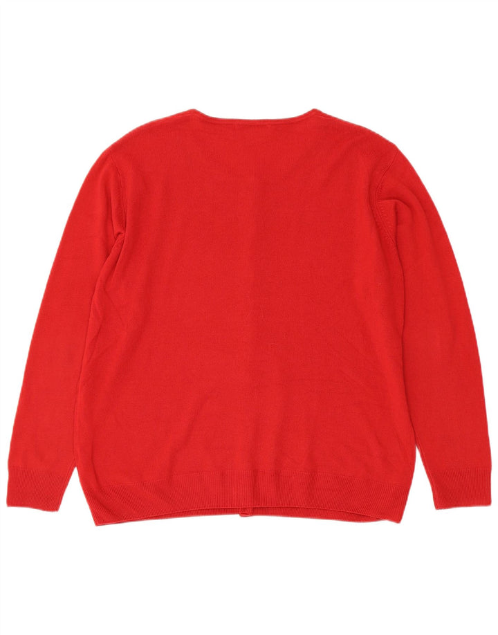 Maglione cardigan da donna Marks & Spencer UK 16 grande rosso floreale