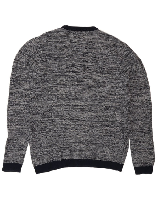 Maglione maglione girocollo da uomo Jack & Jones grande cotone screziato blu navy