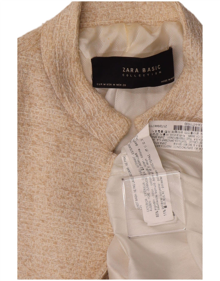 Giacca blazer aperta da donna ZARA UK 12 cotone bianco sporco medio