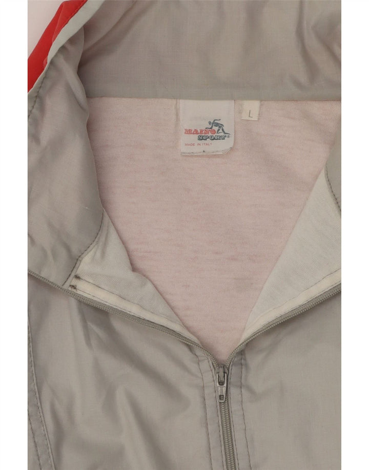 Giacca sportiva da uomo vintage pullover giacca grande in cotone color block grigio