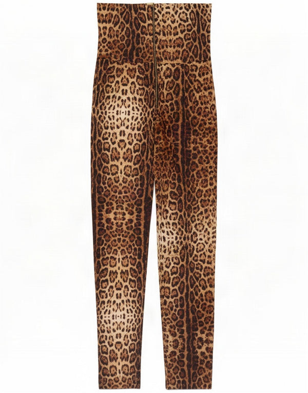 Vintage Womens Strapless Jumpsuit UK 10 Small Brown Animal Print Polyester