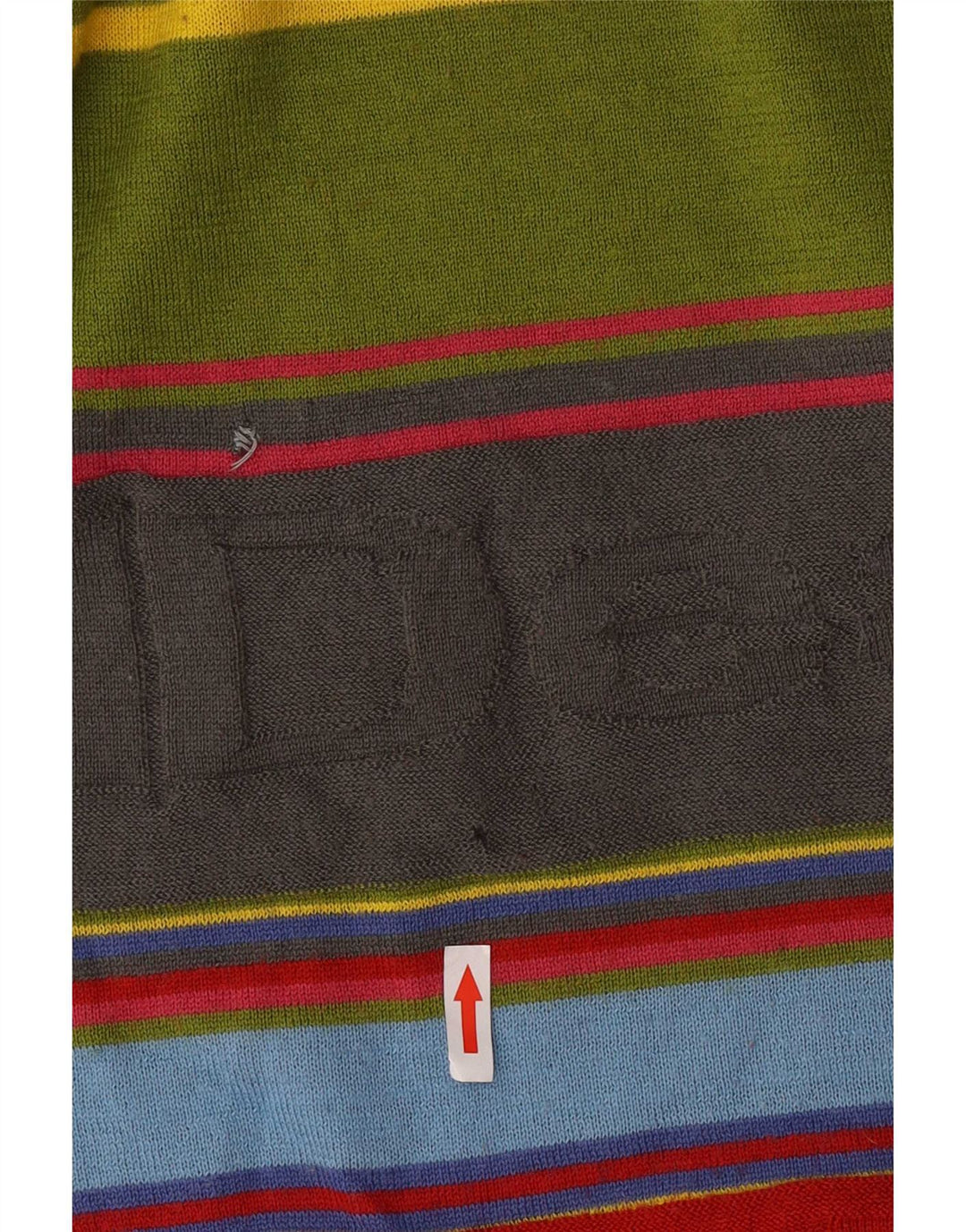 Desigual Maglione da uomo con grafica girocollo a righe medie multicolore