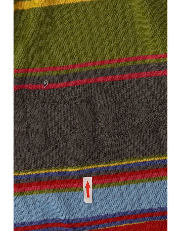 Desigual Maglione da uomo con grafica girocollo a righe medie multicolore