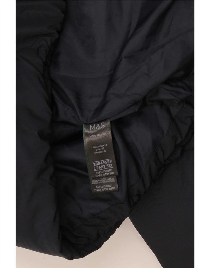 Giacca imbottita con cappuccio da donna Marks & Spencer UK 14 grande poliestere blu navy