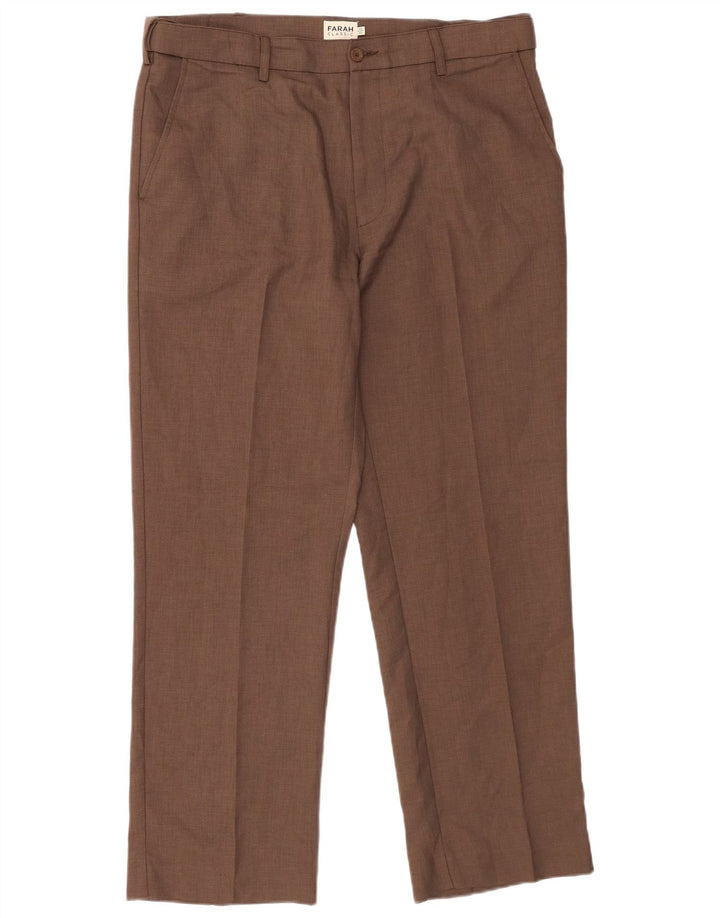 Pantaloni chino da uomo Classic Fit Farah W36 L29 poliestere marrone