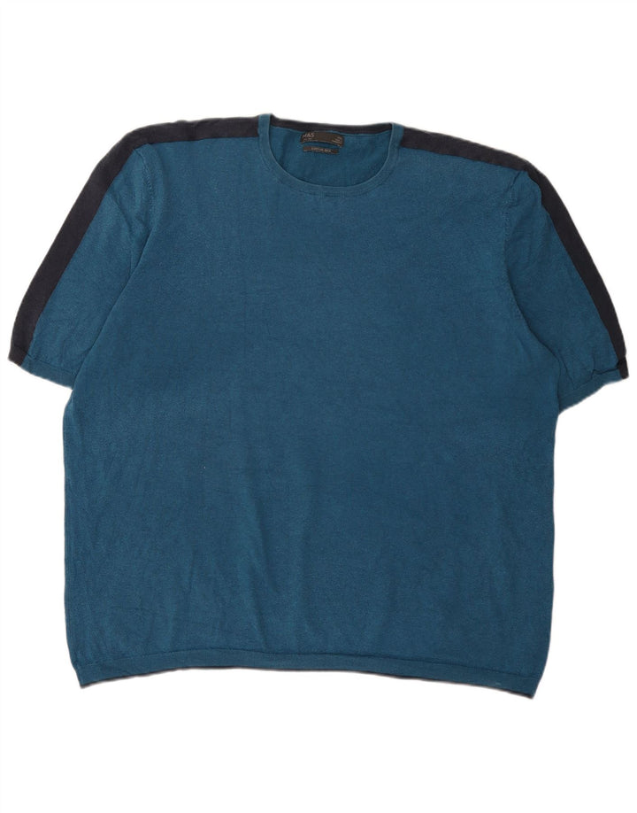 T-shirt da uomo Marks & Spencer Top 3XL in cotone color block blu