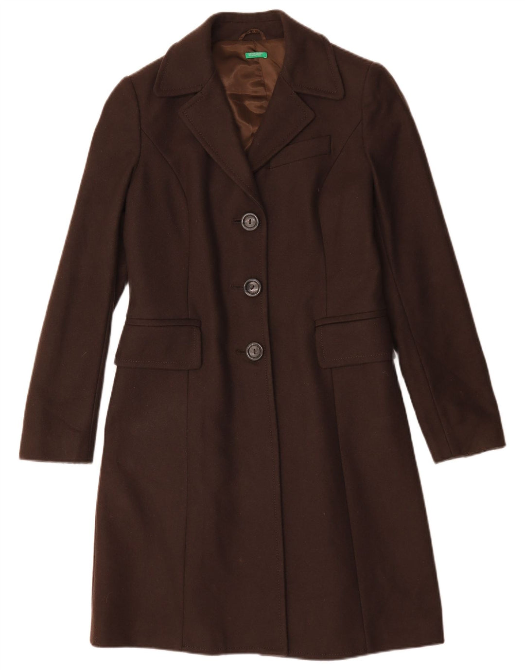 Cappotto Donna Benetton IT 44 Marrone Medio Lana