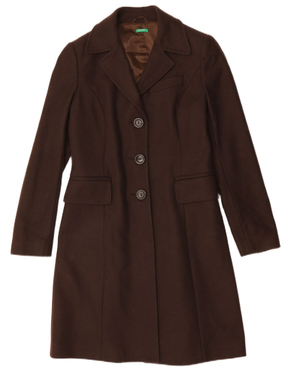 Cappotto Donna Benetton IT 44 Marrone Medio Lana