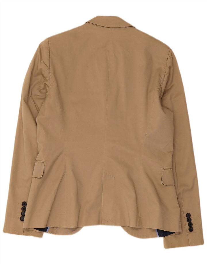 Giacca blazer a 1 bottone da donna Zara UK 14 grande cotone beige