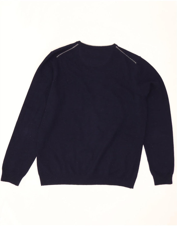 MASSIMO DUTTI Maglione da uomo girocollo grande in lana blu navy