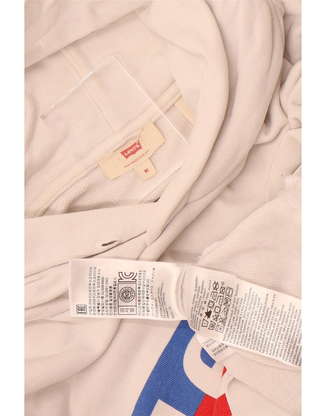 Maglione con cappuccio oversize grafico da donna Levi's UK 14 Cotone bianco medio