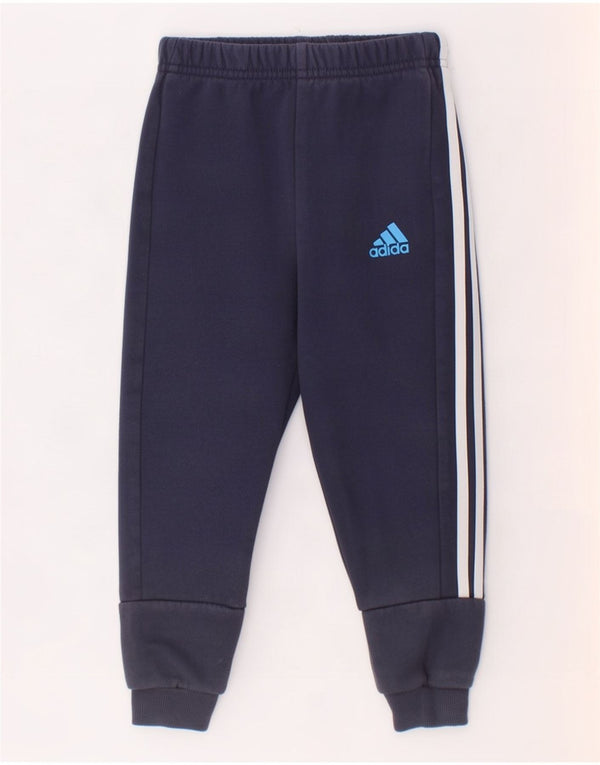 Adidas Boys Tracksuit Trousers Joggers 2-3 Years Navy Blue Cotton