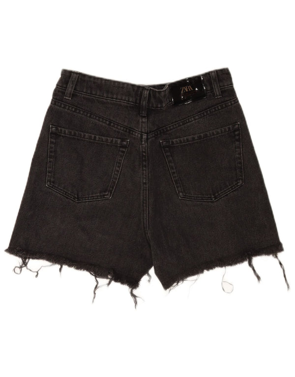 Pantaloncini in denim invecchiato da donna Zara EU 36 XS W26 cotone nero