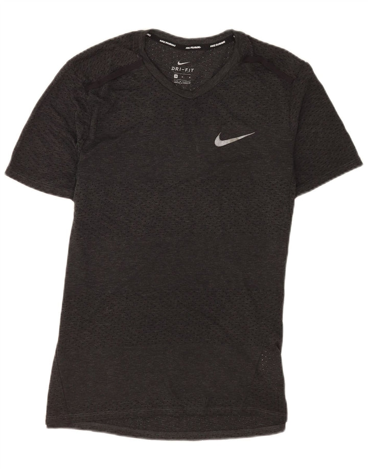 T-shirt Nike Dri Fit da uomo, top in poliestere grigio medio