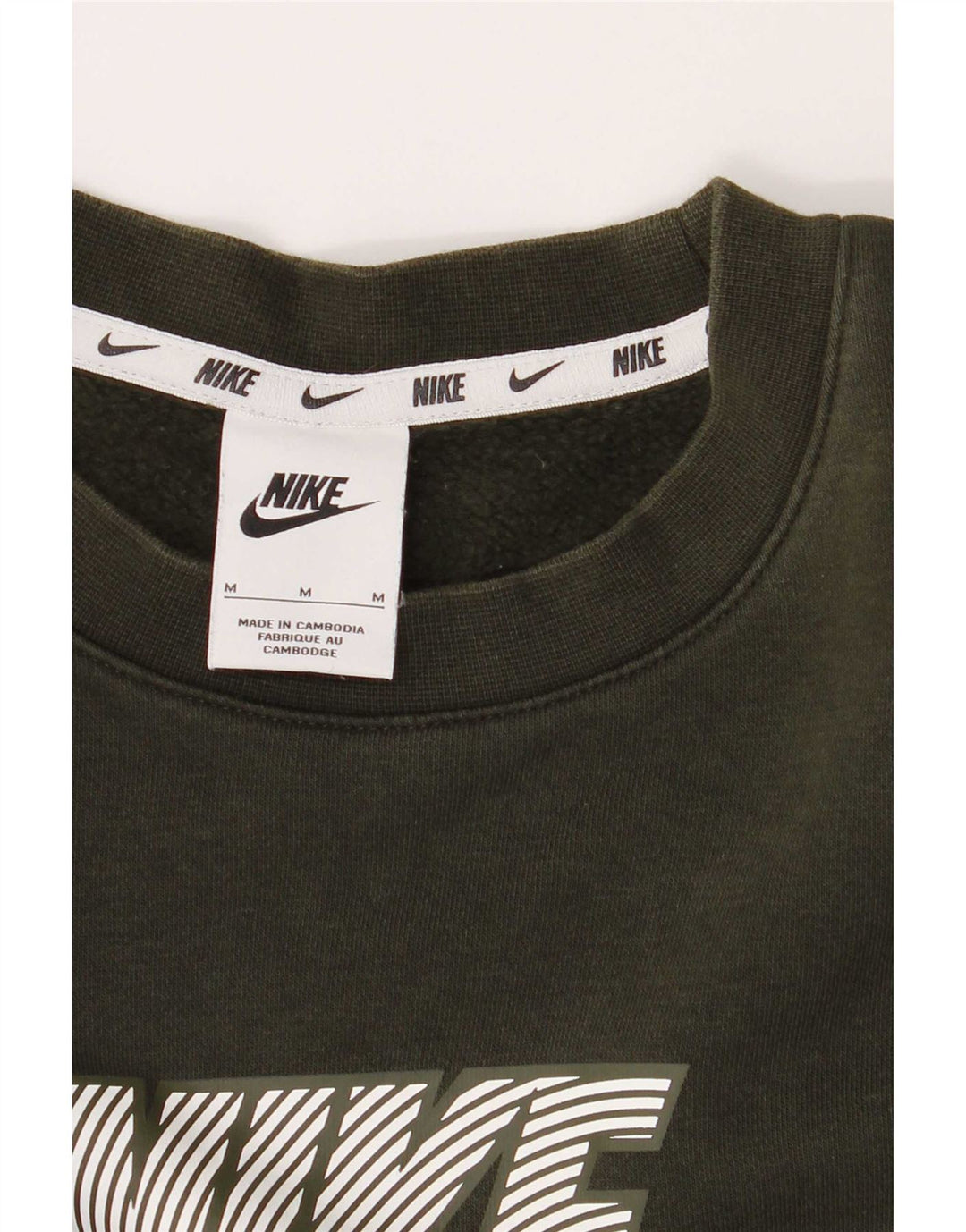 Felpa con grafica Nike da uomo, maglione, cotone color block medio kaki