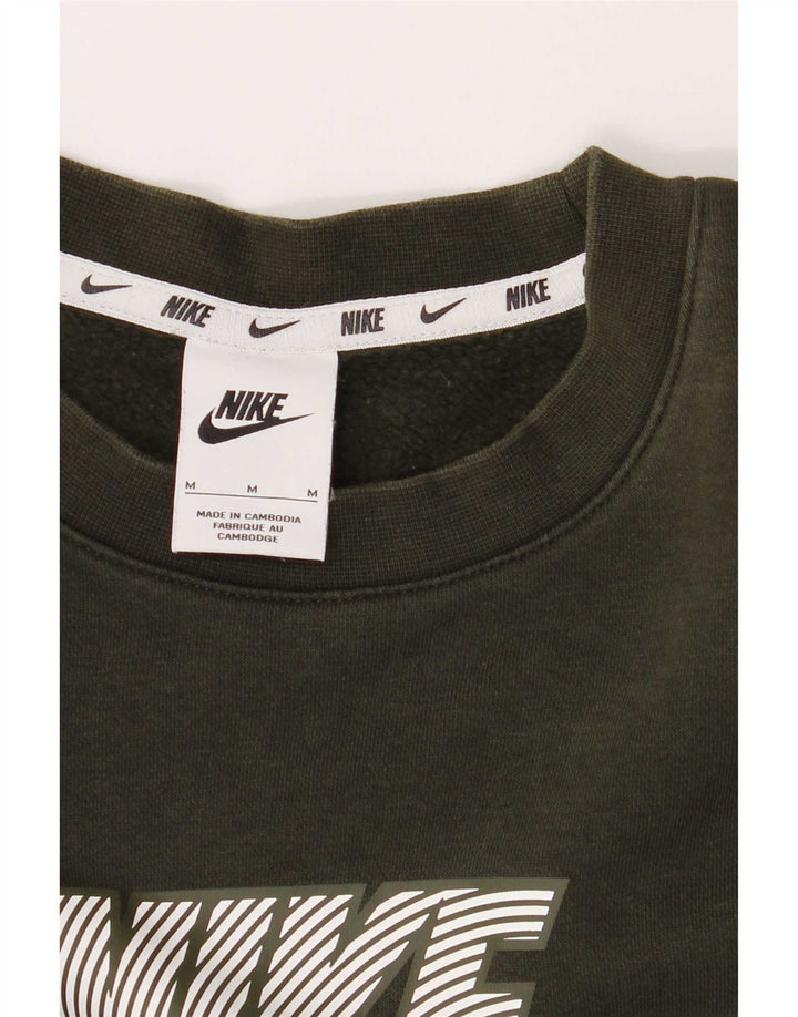 Felpa con grafica Nike da uomo, maglione, cotone color block medio kaki