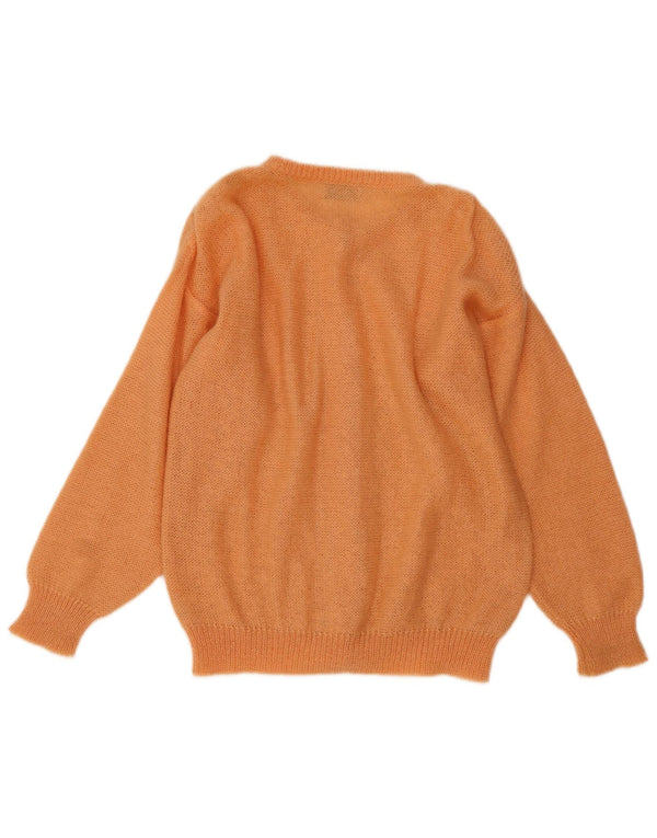 Maglione cardigan da donna vintage UK 16 grande mohair arancione