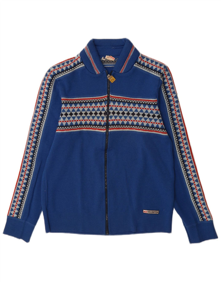 Maglione Cardigan Uomo Dolomiten IT 50 Lana Geometrica Blu Medio