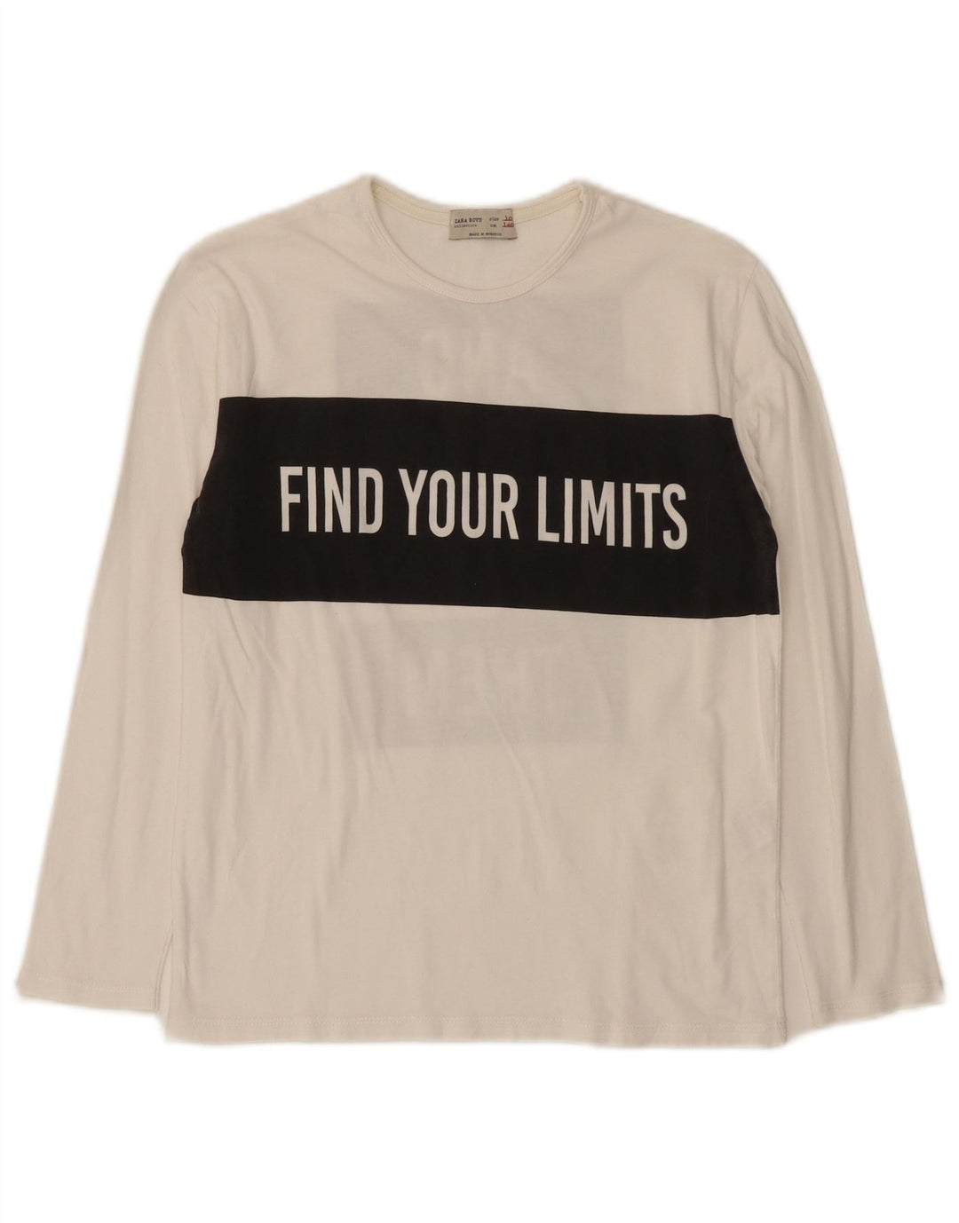 Top grafico Zara per ragazzi a maniche lunghe 9-10 anni in cotone color block bianco