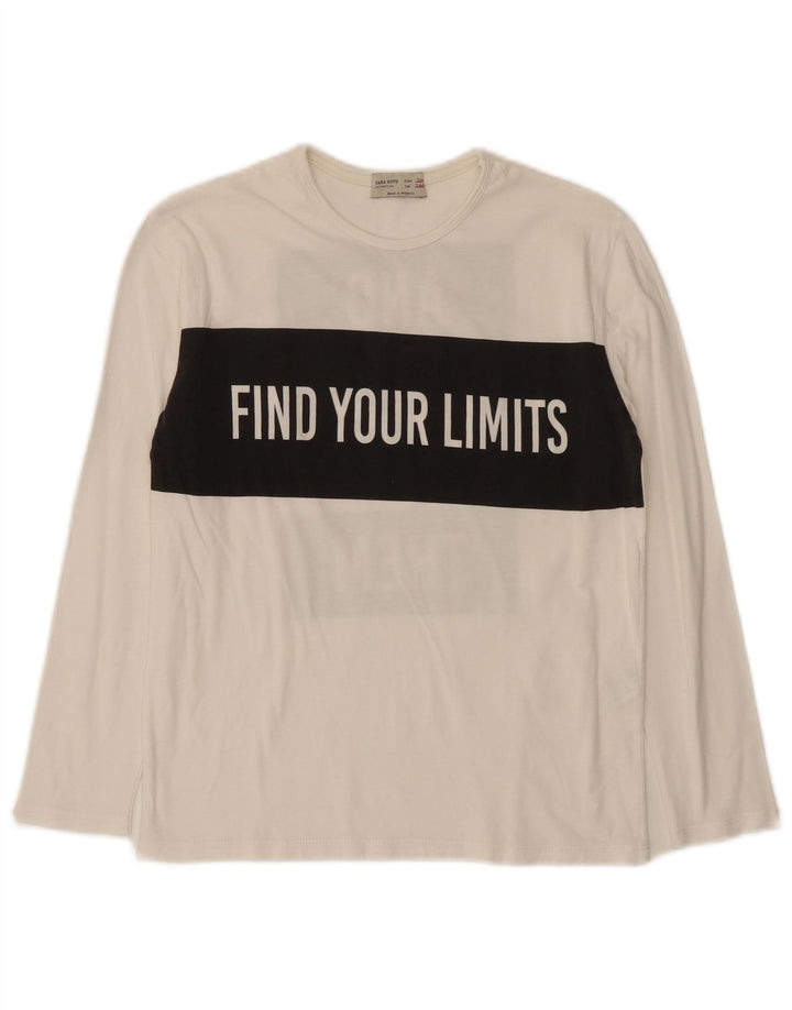 Top grafico Zara per ragazzi a maniche lunghe 9-10 anni in cotone color block bianco